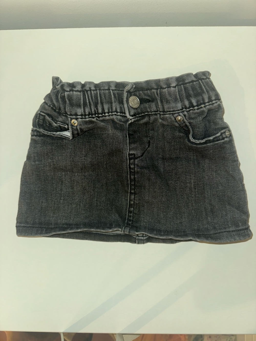 Kids Black Denim Skirt with Elastic Waist